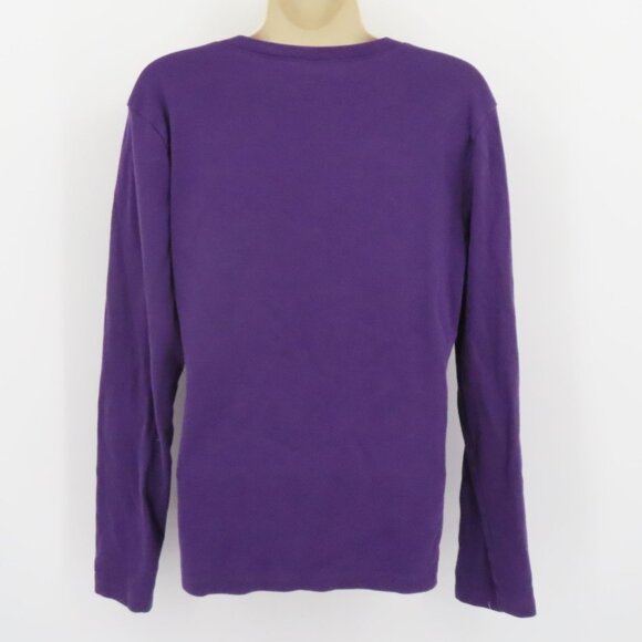 Tommy Hilfiger Women XL Purple V Neck Long Sleeve Shirt Top Embroidered Logo - Picture 3 of 8